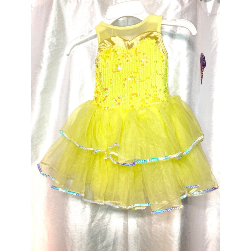 Weissman Yellow Sequin Dance Costume Girls Tutu Dress Stage Performance
